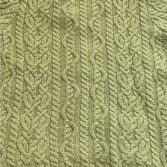 Aran Crafts Small Merino Wool Green Irish Knit Cardigan Sweater Made In Ireland - Picture 10 of 10